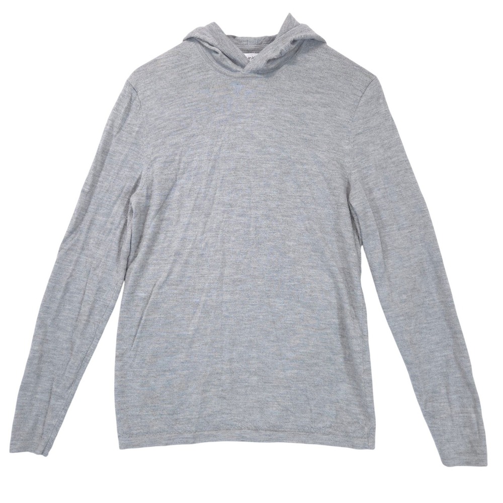 Calvin Klein 100% Cashmere Hoodie Womens S Gray Knit Sweater Soft Layering Basic